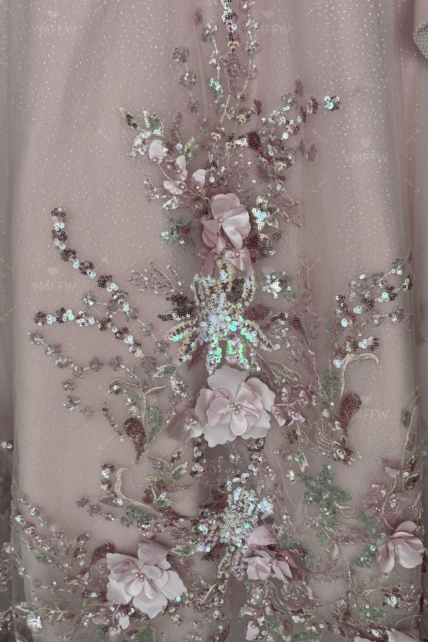 Vestido de Quinceañera Azul Marino con Lentejuelas, Apliques de Cuentas, Brillos y Escote Bardot YQ1055