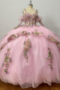 Vestido de Quinceañera Azul Marino con Lentejuelas, Apliques de Cuentas, Brillos y Escote Bardot YQ1055