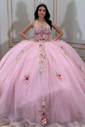 Vestido de Quinceañera Azul Marino con Lentejuelas, Apliques de Cuentas, Brillos y Escote Bardot YQ1055
