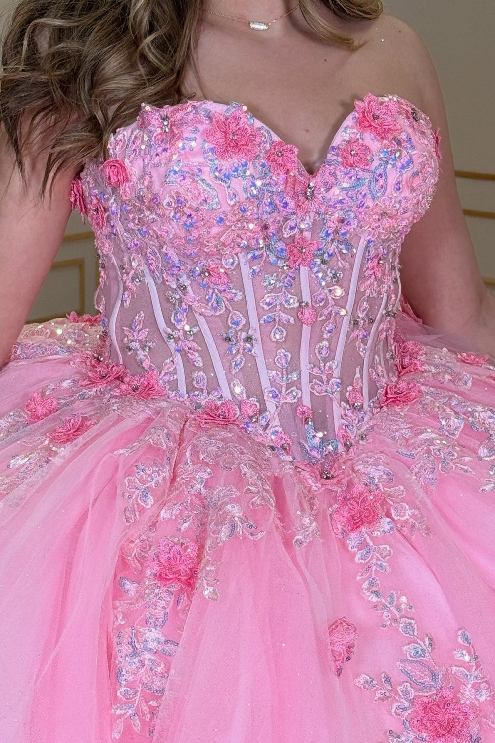 Vestido de Quinceañera Azul Marino con Lentejuelas, Apliques de Cuentas, Brillos y Escote Bardot YQ1055