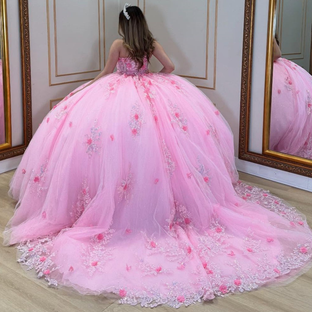 Vestido de Quinceañera Azul Marino con Lentejuelas, Apliques de Cuentas, Brillos y Escote Bardot YQ1055
