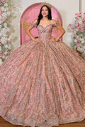 Off Shoulder Sleeveless Beaded Glitter Bow Knot Pink Quinceañera Dress YQ1117