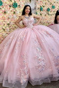 Sweetheart Sleeveless Sequins Appliques Ruffles Bow Knot Pink Quinceañera Dress YQ1157