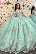 Ärmelloses Off-Shoulder-Ballkleid mit Applikationen, Rüschen, Stufenrock und Schleife, Schwarz Royalblau, Quinceañera-Kleid YQ1150