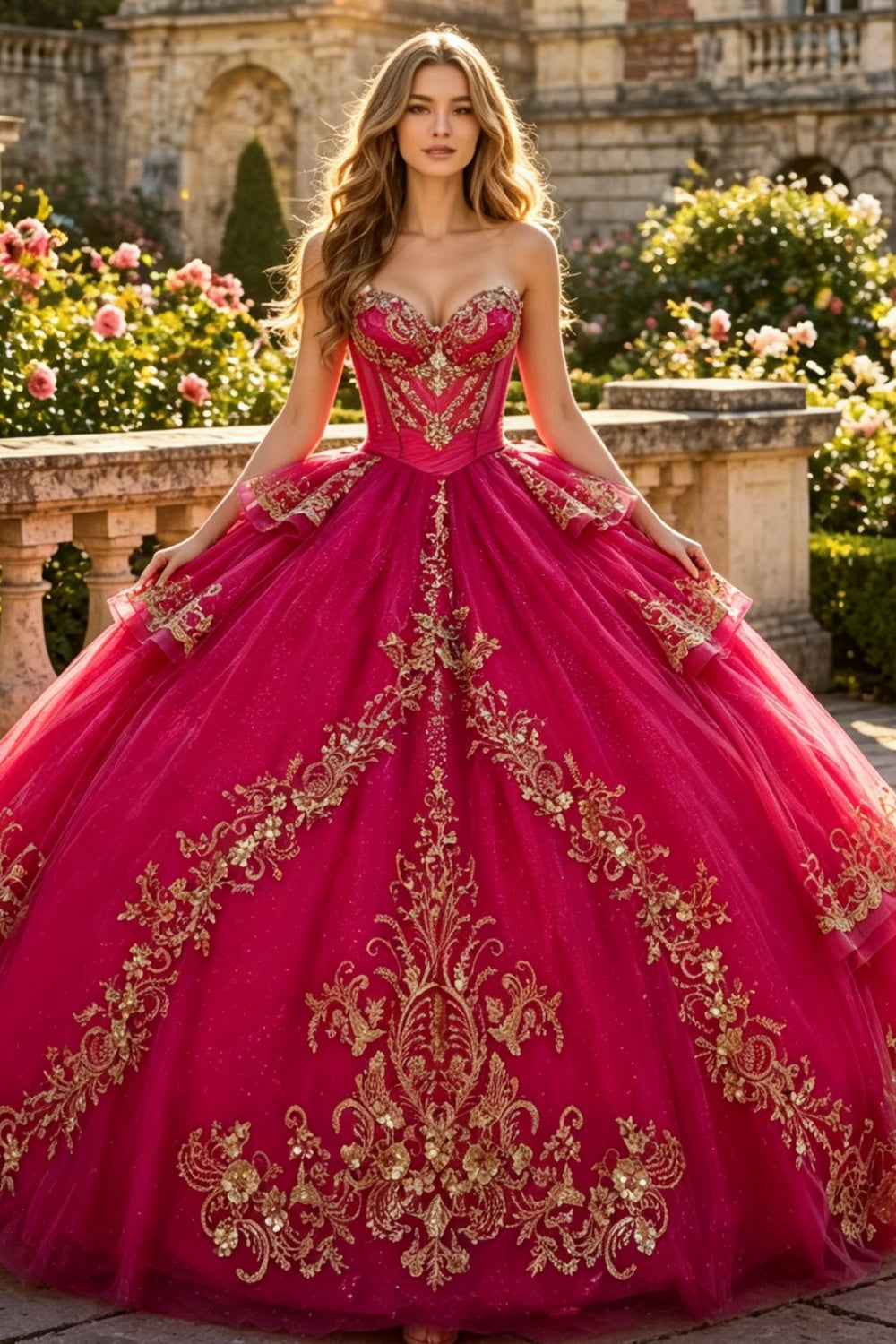 Ärmelloses Off-Shoulder-Ballkleid mit Applikationen, Rüschen, Stufenrock und Schleife, Schwarz Royalblau, Quinceañera-Kleid YQ1150