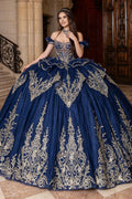 Off Shoulder Sleeveless Beaded Appliques Bow Knot Quinceañera Dress YQ1209